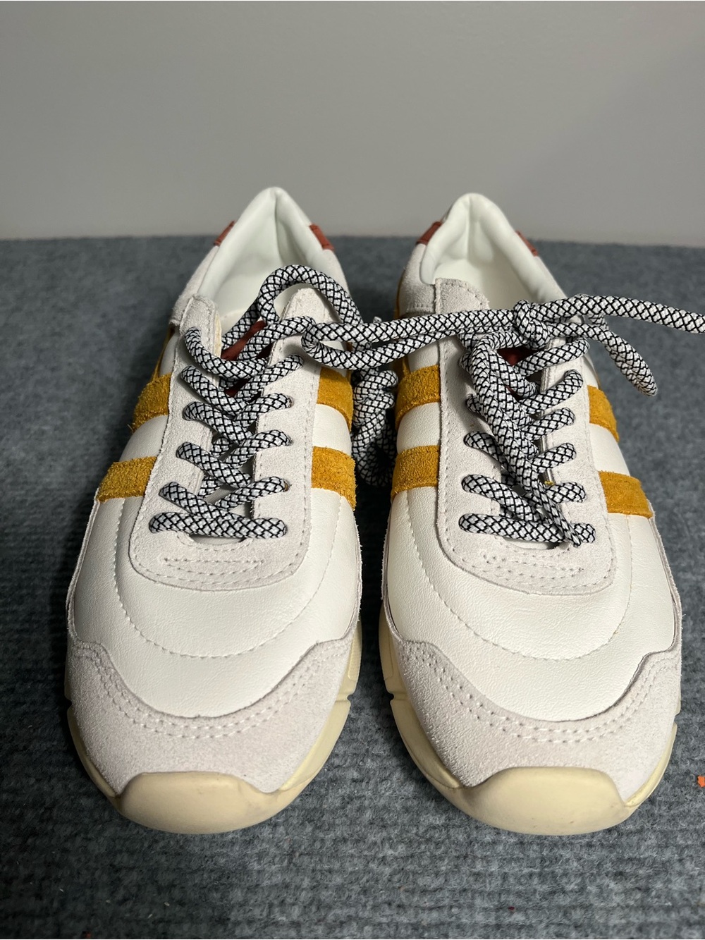 Gola White Sneakers with Mustard Stripes